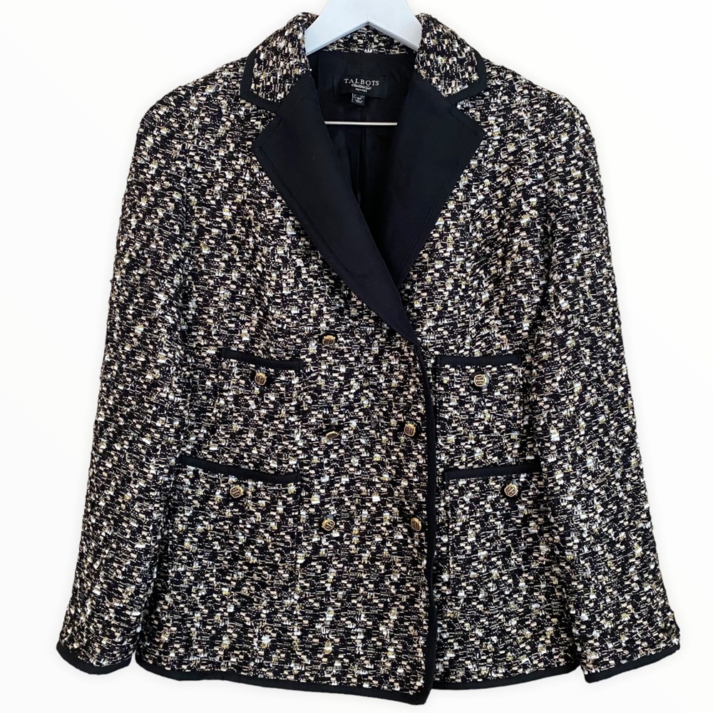 Talbots Black and White Tweed Blazer